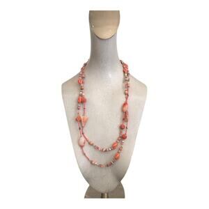 Handcrafted Modern Multi Color And Size Orange Bead Marble Glass Beads Necklace